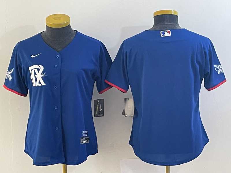 Women%27s Texas Rangers Blank Royal Blue 2023 City Connect Stitched Baseball Jersey